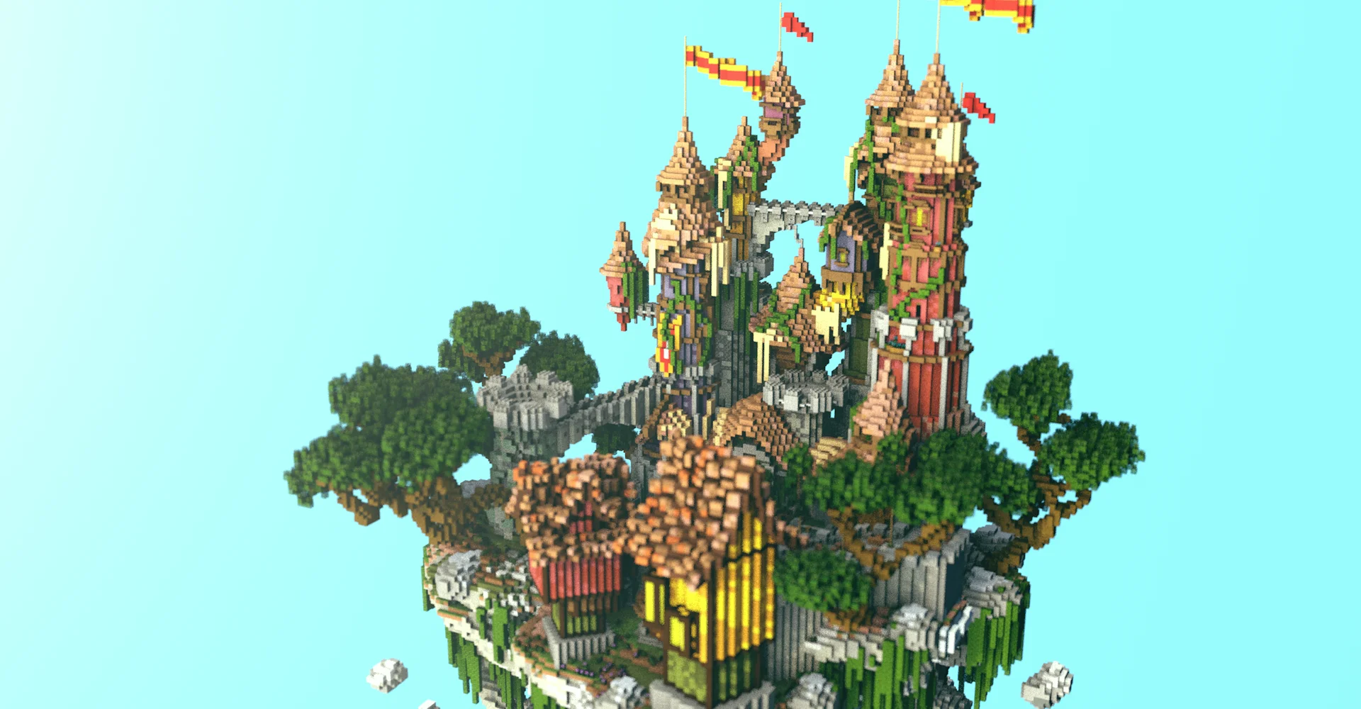 Colorful fantasy castle — Minecraft build by Ovout