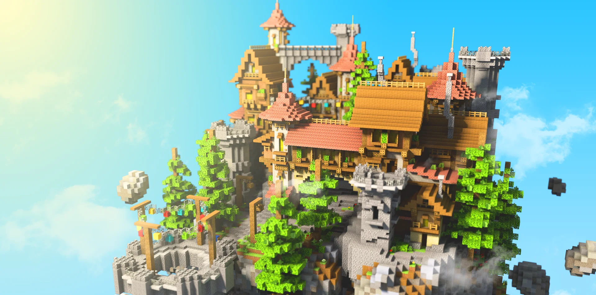 Warm floating manor — Minecraft build by Ovout